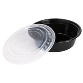 Round Microwavable Heavy Weight Container with Lid - 150/Case-32 oz. Black 7 1/4" 