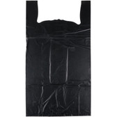 20" x 10" x 36" .87 Mil Black Unprinted Heavy-Duty Plastic T-Shirt Bag - 200/Case