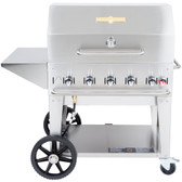 Liquid Propane Portable Outdoor BBQ Grill / Charbroiler with Roll Dome, Outdoor Cover, Shelf, and Bun Rack-Crown Verity MCB-36 PKG 