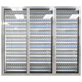 Classic Plus 30" x 72" Walk-In Freezer Merchandiser Doors with Shelving - Anodized Satin Silver, Left Hinge - 3/Set-Styleline CL3072-LT 