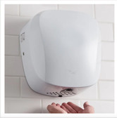 Janitorial White High Speed Automatic Hand Dryer with HEPA Filtration - 110-130V, 1450W
