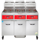 Vulcan 3TR65DF-2 PowerFry3 Liquid Propane 195-210 lb. 3 Unit Floor Fryer System with Digital Controls and KleenScreen Filtration - 240,000 BTU