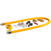 Mobile Gas Connector Hose Kit with 2 Elbows, Full Port Valve, Restraining Device, and Quick Disconnect - 1/2"-48"