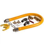 36" Mobile Gas Connector Hose Kit with 2 Elbows, Full Port Valve, Restraining Device, and Quick Disconnect - 3/4"
