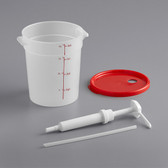 Condiment Pump Kit with 1 oz. Pump & 4 Qt. with Red Lid