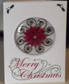 Domed Merry Christmas Card with Quilled Poinsettia