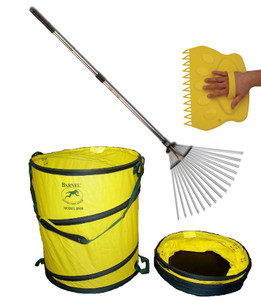 Combo: Spring bucket, adjustable rake, and hand sweeper!