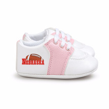 Nebraska Football Pre-Walker Baby Shoes - Pink Trim