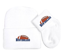 New England Football Newborn Baby Knit Cap and Socks Set