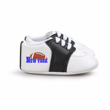 New York Blue Football Pre-Walker Baby Shoes - Black Trim