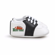 New York Green Football Pre-Walker Baby Shoes - Black Trim