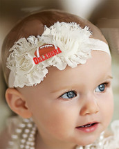Oklahoma Football Baby/ Toddler Shabby Flower Hair Bow Headband