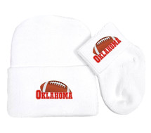 Oklahoma Football Newborn Baby Knit Cap and Socks Set