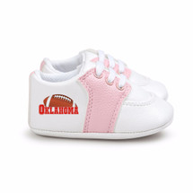 Oklahoma Football Pre-Walker Baby Shoes - Pink Trim