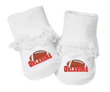 Oklahoma Football Baby Toe Booties with Lace