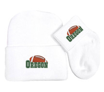 Oregon Football Newborn Baby Knit Cap and Socks Set