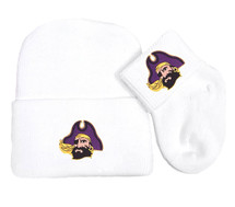 East Carolina Pirates Newborn Baby Knit Cap and Socks Set