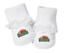 Oregon Football Baby Toe Booties with Lace