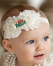 Philadelphia Football Baby/ Toddler Shabby Flower Hair Bow Headband