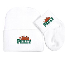Philadelphia Football Newborn Baby Knit Cap and Socks Set