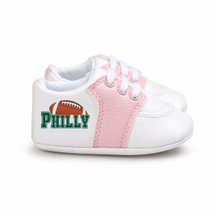 Philadelphia Football Pre-Walker Baby Shoes - Pink Trim