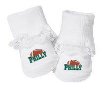 Philadelphia Football Baby Toe Booties with Lace