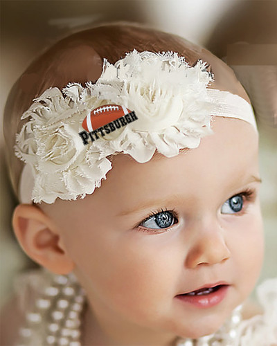 Pittsburgh Football Baby/ Toddler Shabby Flower Hair Bow Headband