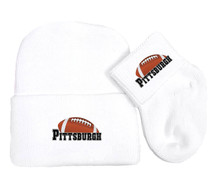 Pittsburgh Football Newborn Baby Knit Cap and Socks Set