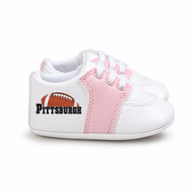 Pittsburgh Football Pre-Walker Baby Shoes - Pink Trim