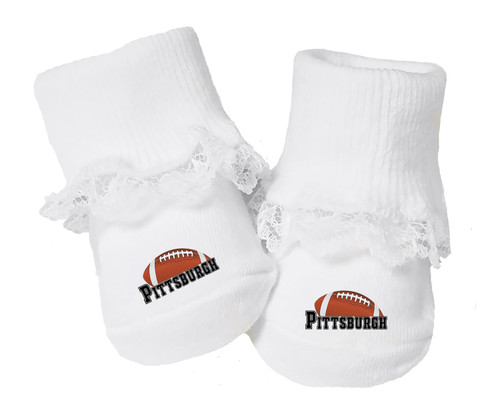 Pittsburgh Football Baby Toe Booties with Lace