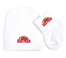 San Francisco Football Newborn Baby Knit Cap and Socks Set
