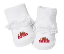 San Francisco Football Baby Toe Booties with Lace