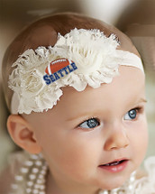 Seattle Football Baby/ Toddler Shabby Flower Hair Bow Headband