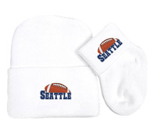 Seattle Football Newborn Baby Knit Cap and Socks Set