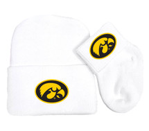 Iowa Hawkeyes Newborn Baby Knit Cap and Socks Set
