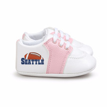 Seattle Football Pre-Walker Baby Shoes - Pink Trim