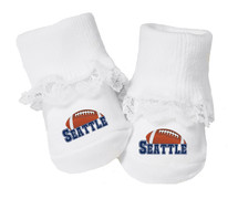 Seattle Football Baby Toe Booties with Lace