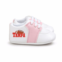 Tampa Football Pre-Walker Baby Shoes - Pink Trim