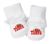 Tampa Football Baby Toe Booties with Lace