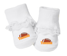 Tennessee Football Baby Toe Booties with Lace