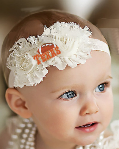 Texas Football Baby/ Toddler Shabby Flower Hair Bow Headband