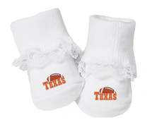 Texas Football Baby Toe Booties with Lace