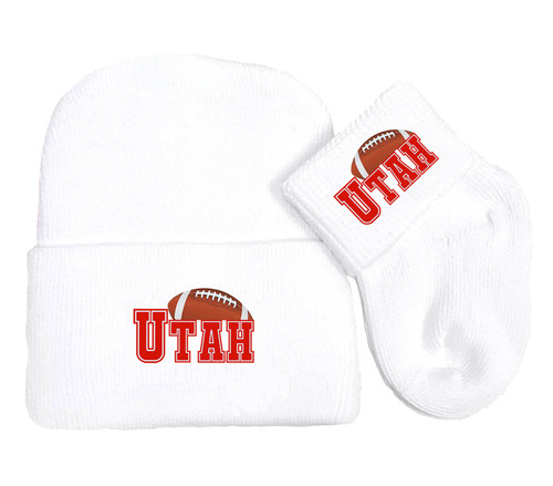 Utah Football Newborn Baby Knit Cap and Socks Set