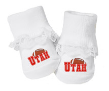 Utah Football Baby Toe Booties with Lace
