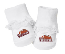 Virginia Football Baby Toe Booties with Lace