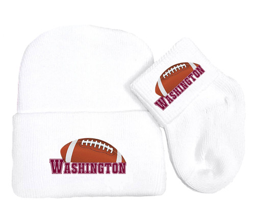 Washington Football Newborn Baby Knit Cap and Socks Set