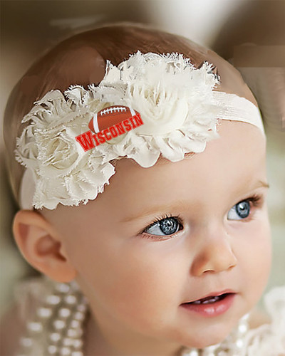 Wisconsin Football Baby/ Toddler Shabby Flower Hair Bow Headband