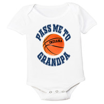 Indiana Pass Me To GrandPa Basketball Baby Bodysuit - Navy