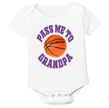 Los Angeles Pass Me To GrandPa Basketball Baby Bodysuit - Purple