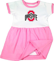 Ohio State Buckeyes Officially Licensed 100% Cotton Baby Bodysuit Dress - Pink